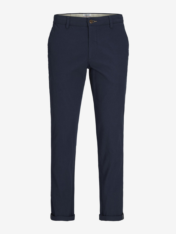 Jack & Jones Tmavomodré pánske skrátené chino nohavice Jack & Jones Marco