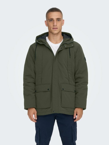 ONLY & SONS Tmavozelená pánska zimná bunda ONLY & SONS Jayden