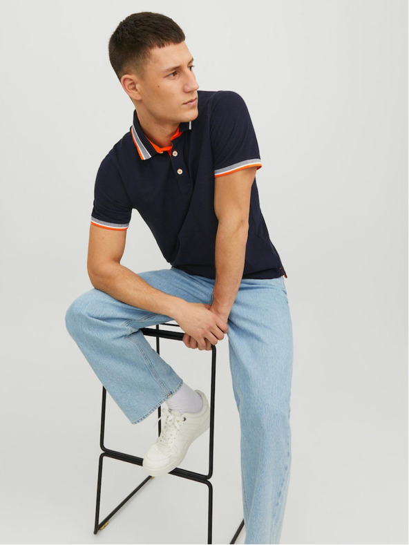 Jack & Jones Tmavomodré pánske polo tričko Jack & Jones Paulos