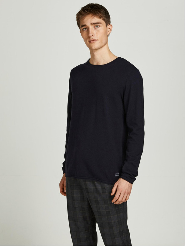 Jack & Jones Čierny pánsky základný sveter Jack & Jones Hill