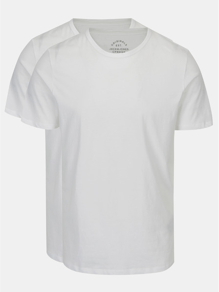 Jack & Jones Sada dvoch bielych pánskych tričiek Jack & Jones Basic s krátkym rukávom