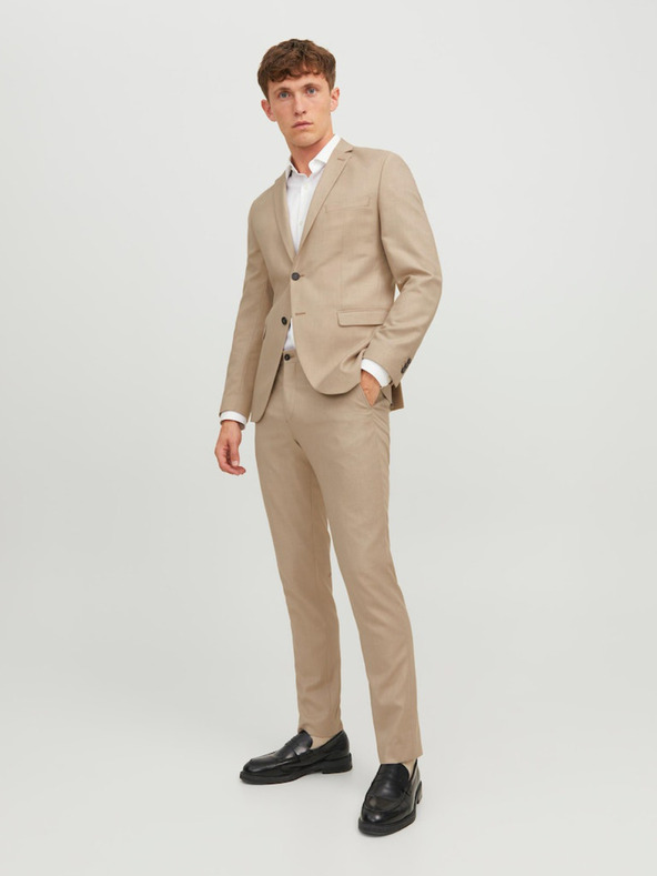 Jack & Jones Jack & Jones Solaris pánske béžové vlnené nohavice