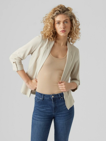 Vero Moda Béžová dámska bunda s ľanovým plátnom Vero Moda Jesmilo