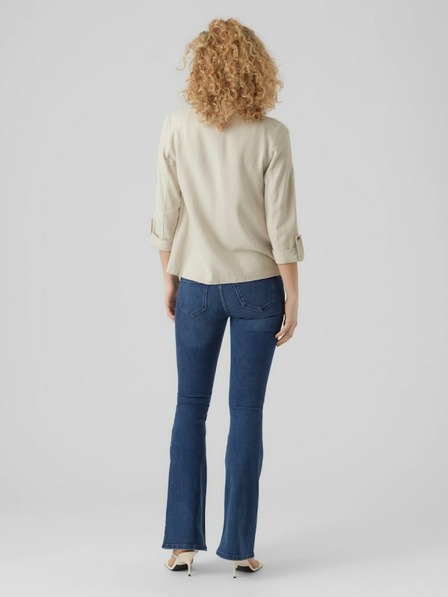 Vero Moda Béžová dámska bunda s ľanovým plátnom Vero Moda Jesmilo