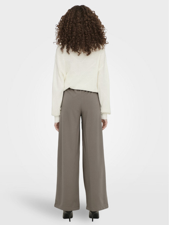 Jacqueline de Yong Hnedé dámske nohavice so širokými nohavicami JDY Geggo