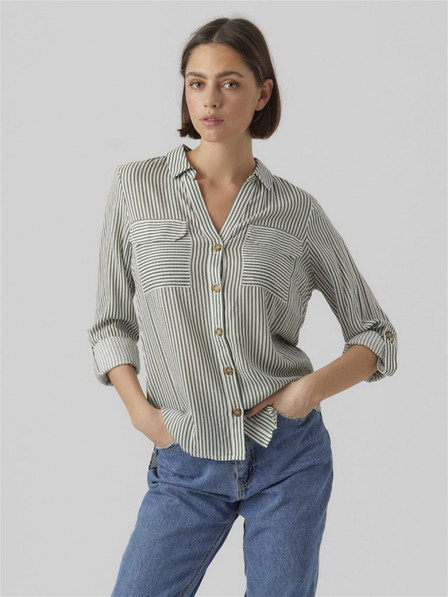 Vero Moda Bielo-zelená dámska pruhovaná blúzka Vero Moda BUMPY