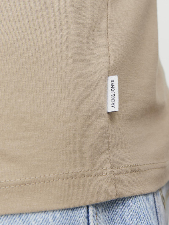 Jack & Jones Béžové pánske základné tričko Jack & Jones Organic