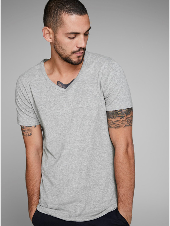 Jack & Jones Svetlošedé pruhované tričko Jack & Jones Basic