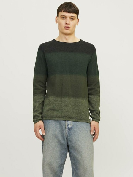 Jack & Jones Zelený pánsky pruhovaný sveter Jack & Jones JJEHILL