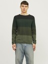 Jack & Jones Zelený pánsky pruhovaný sveter Jack & Jones JJEHILL