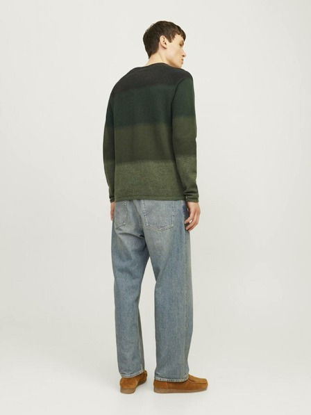 Jack & Jones Zelený pánsky pruhovaný sveter Jack & Jones JJEHILL