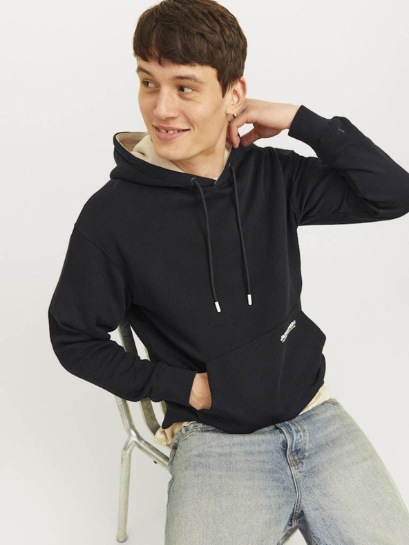 Jack & Jones Čierna pánska mikina Jack & Jones Elegacy Hoodie