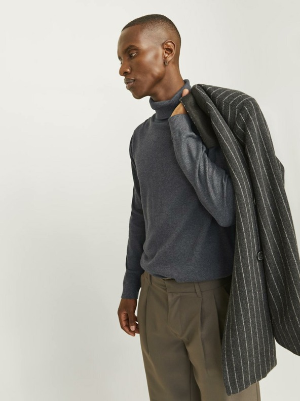 Jack & Jones Tmavošedý pánsky rolák Jack & Jones Basic