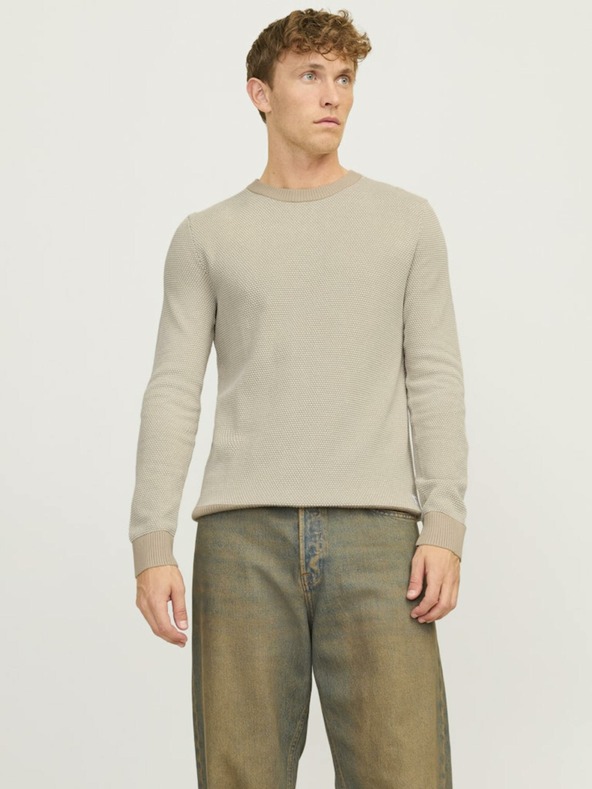 Jack & Jones Béžová Pánsky sveter Jack & Jones Globe