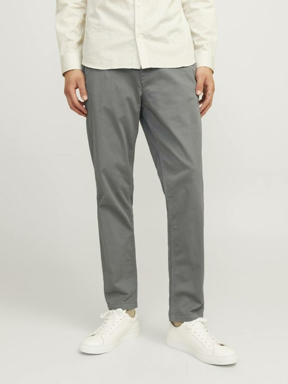 Jack & Jones Šedé pánske chino nohavice Jack & Jones Stace