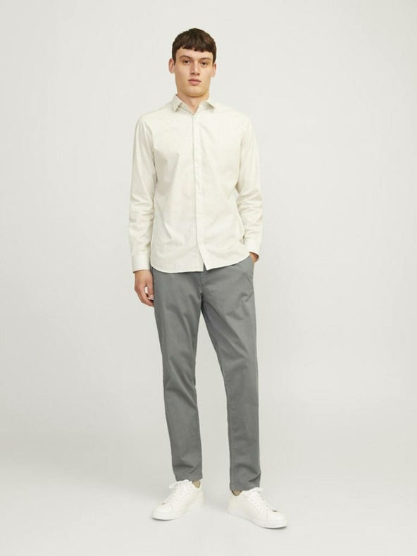 Jack & Jones Šedé pánske chino nohavice Jack & Jones Stace