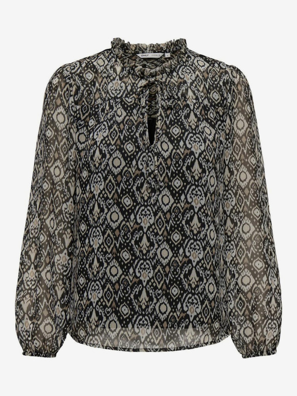 ONLY Béžovo-čierna dámska vzorovaná blúzka ONLY Ditsy