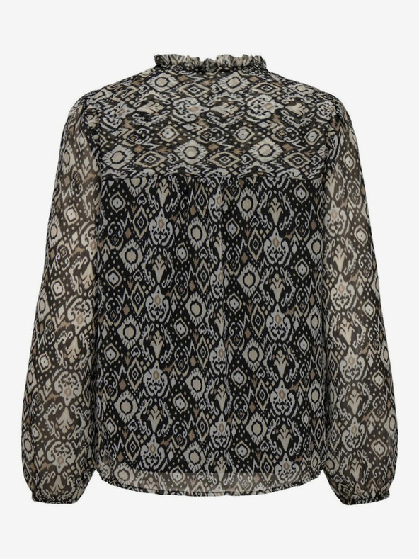 ONLY Béžovo-čierna dámska vzorovaná blúzka ONLY Ditsy