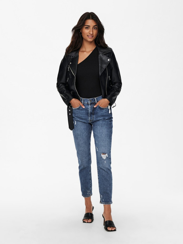 ONLY Čierna dámska kožená bunda ONLY Vera