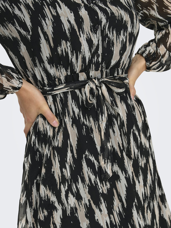 ONLY Béžovo-čierne dámske vzorované šaty ONLY Cera