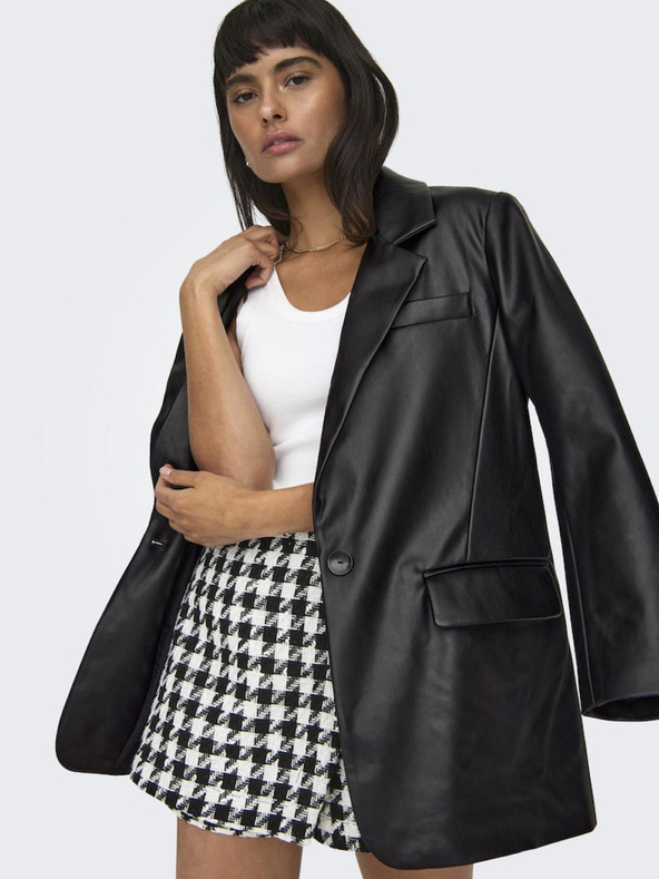 ONLY Čierna dámska kožená bunda ONLY Lana