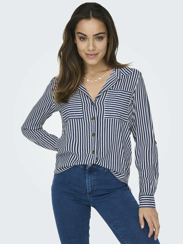 ONLY Bielo-modrá dámska pruhovaná košeľa ONLY Yasmin
