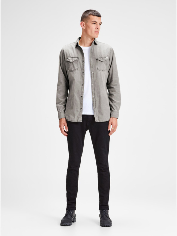 Jack & Jones Šedá džínsová košeľa Jack & Jones