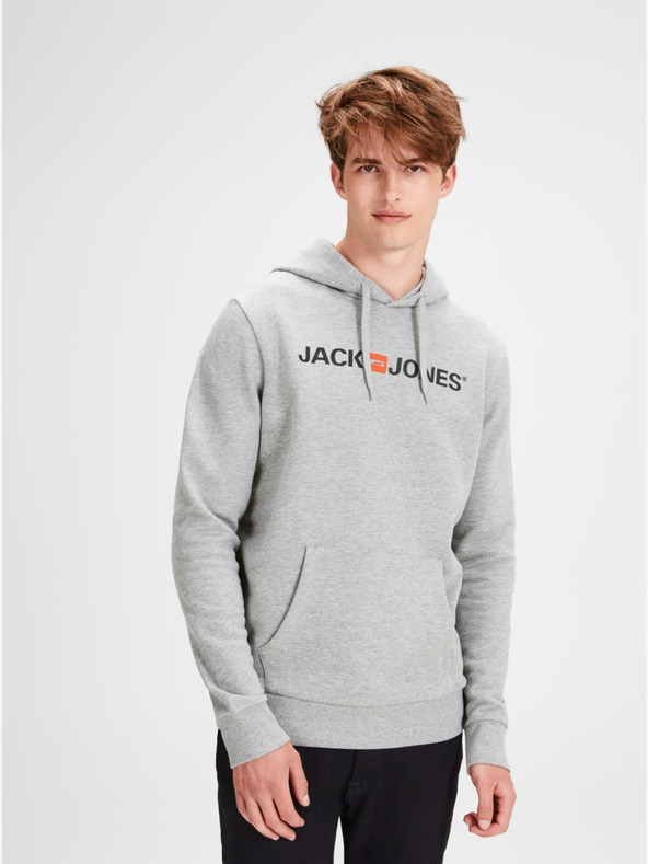 Jack & Jones Šedá žíhaná mikina s potlačou Jack & Jones
