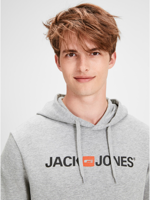 Jack & Jones Šedá žíhaná mikina s potlačou Jack & Jones