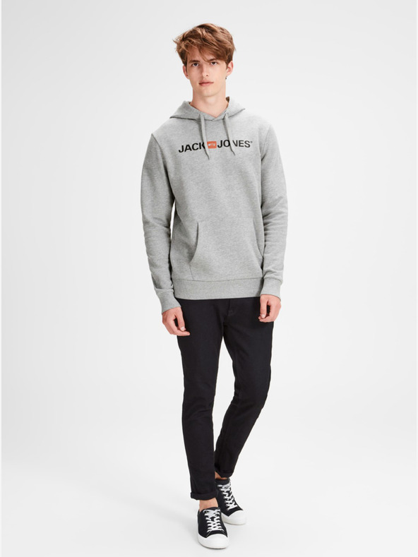 Jack & Jones Šedá žíhaná mikina s potlačou Jack & Jones