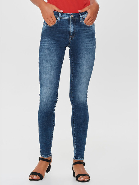 ONLY Modré skinny fit džínsy s roztrhaným efektom ONLY