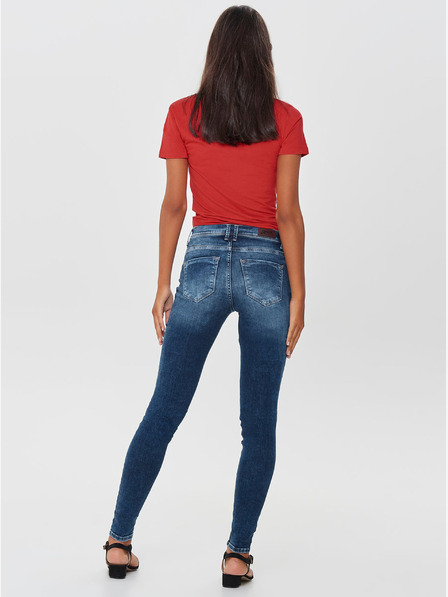 ONLY Modré skinny fit džínsy s roztrhaným efektom ONLY