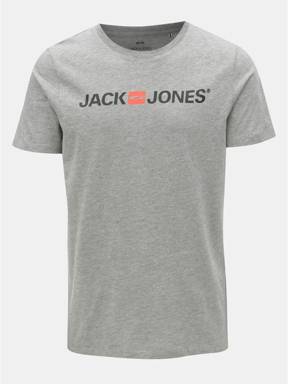 Jack & Jones Jack & Jones šedá pruhovaná polokošeľa s potlačou