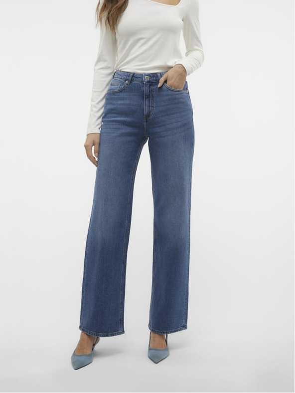 Vero Moda Modré dámske džínsy širokého strihu Vero Moda Tessa