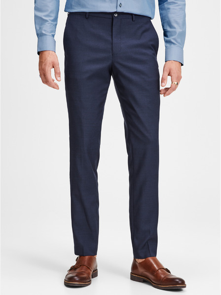 Jack & Jones Jack & Jones Laris tmavomodré oblekové nohavice z vlnenej zmesi