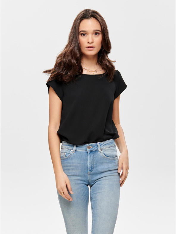 ONLY Čierna blúzka so zipsom na chrbte ONLY Vic