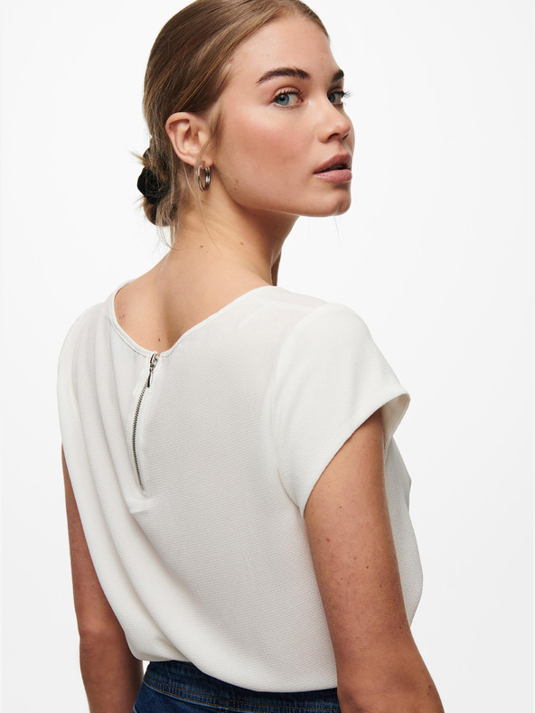 ONLY Krémová blúzka so zadným zipsom ONLY Vic
