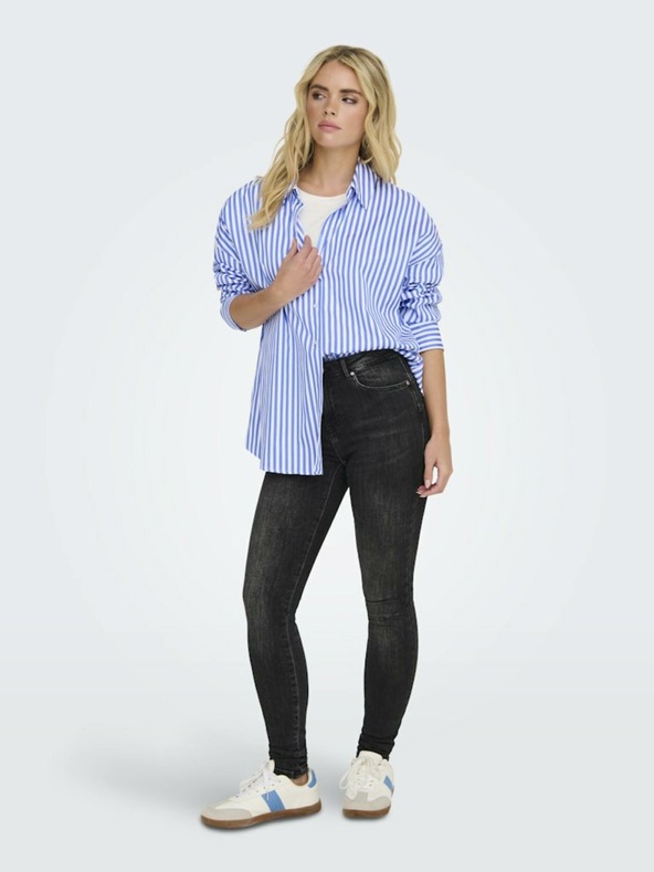 Jacqueline de Yong Bielo-modré dámske pruhované tričko JDY Vesper