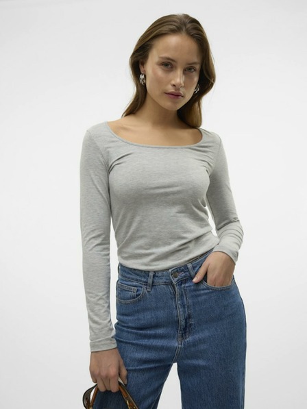Vero Moda Šedá pruhovaná základná košeľa s dlhým rukávom VERO MODA Maxi košeľa