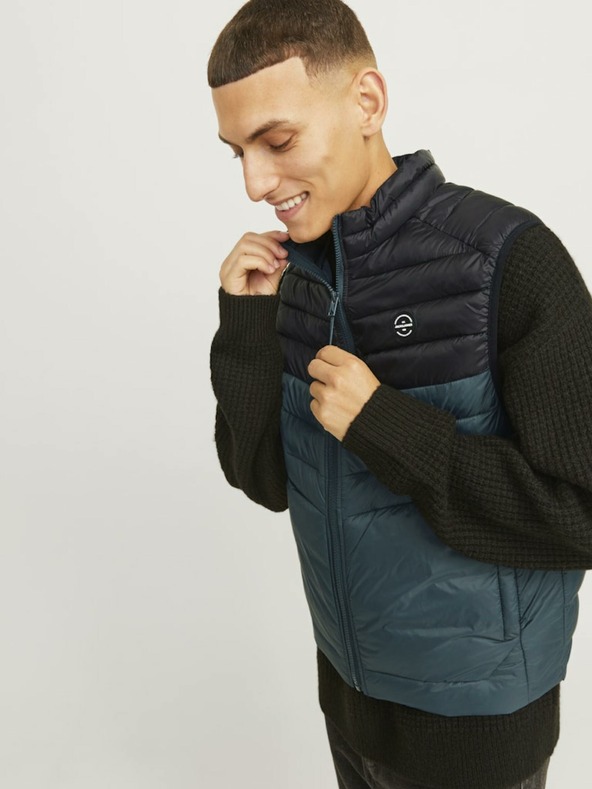 Jack & Jones Čierno-modrá pánska prešívaná vesta Jack & Jones