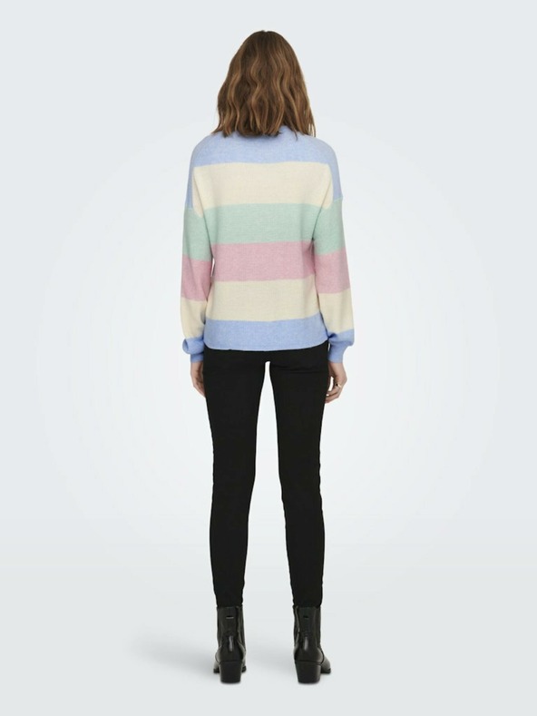 ONLY Ružovo-modrý dámsky pruhovaný sveter ONLY