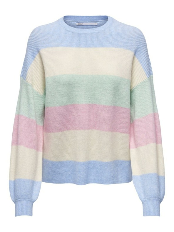 ONLY Ružovo-modrý dámsky pruhovaný sveter ONLY