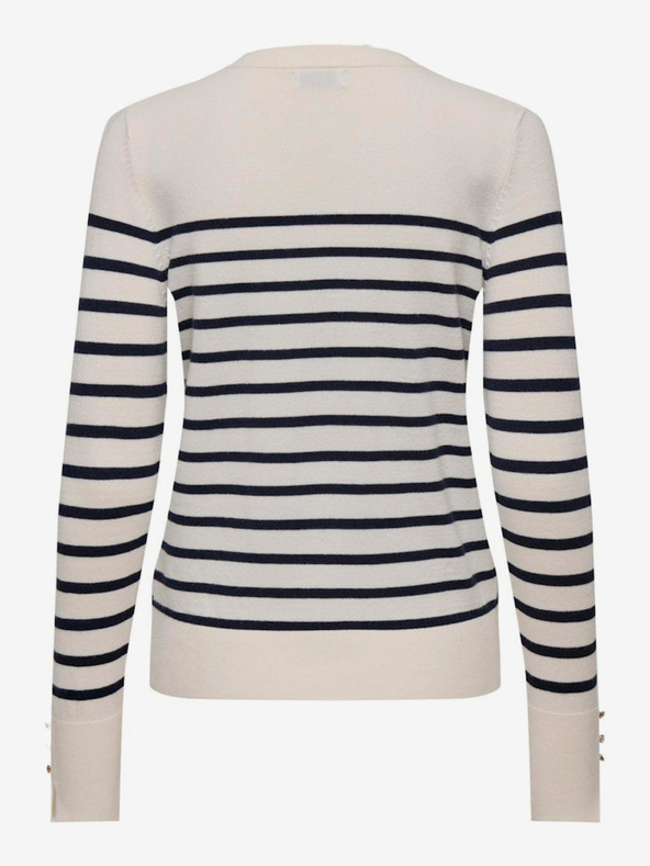 Jacqueline de Yong Modro-béžový dámsky pruhovaný sveter JDY Malou