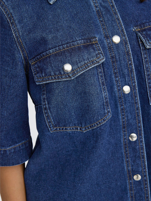 ONLY Tmavomodré dámske džínsové košeľové šaty ONLY Belle