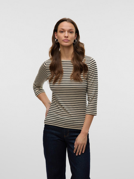 AWARE by VERO MODA Béžové dámske pruhované tričko AWARE by VERO MODA Fiona