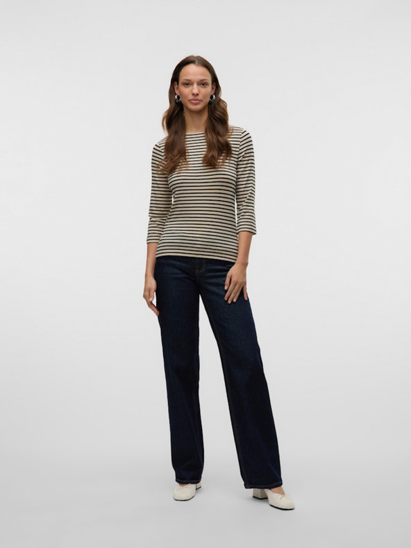 AWARE by VERO MODA Béžové dámske pruhované tričko AWARE by VERO MODA Fiona