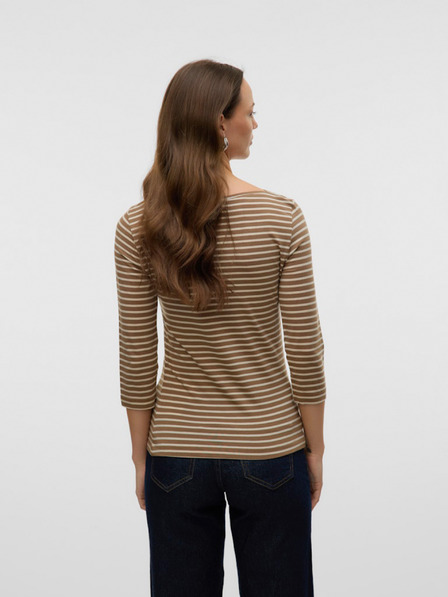 AWARE by VERO MODA Hnedé dámske pruhované tričko AWARE by VERO MODA Fiona