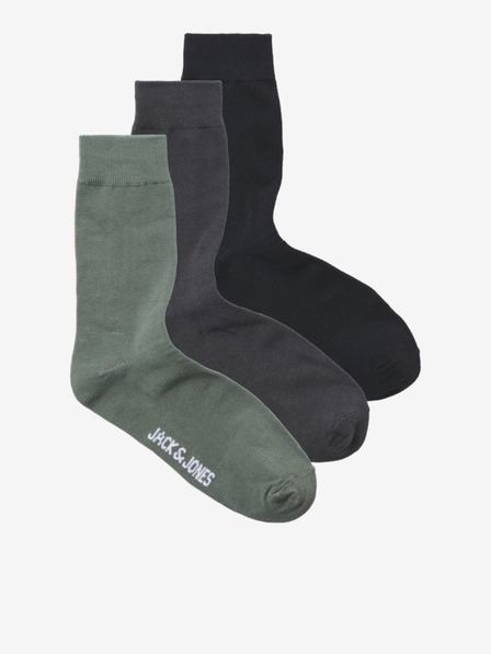 Jack & Jones Sada troch párov pánskych ponožiek v čiernej, sivej a zelenej farbe Jack & Jones