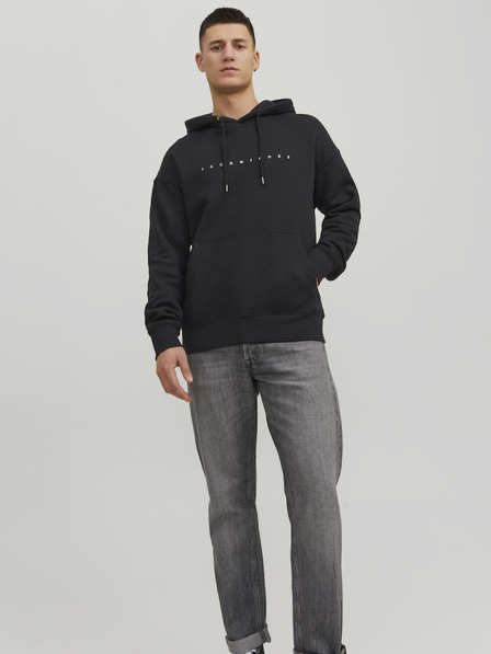 Jack & Jones Čierna pánska mikina Jack & Jones Star s kapucňou