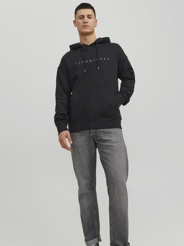 Jack & Jones Čierna pánska mikina Jack & Jones Star s kapucňou